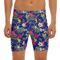 Watercolor Tropical Flower Pattern Print Men's Long Boxer Briefs
