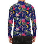 Watercolor Tropical Flower Pattern Print Men's Long Sleeve Rash Guard