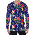 Watercolor Tropical Flower Pattern Print Men's Long Sleeve T-Shirt