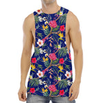 Watercolor Tropical Flower Pattern Print Men's Muscle Tank Top