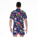 Watercolor Tropical Flower Pattern Print Men's Rompers