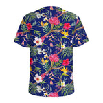 Watercolor Tropical Flower Pattern Print Men's Sports T-Shirt