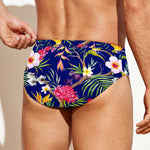 Watercolor Tropical Flower Pattern Print Men's Swim Briefs
