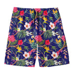 Watercolor Tropical Flower Pattern Print Men's Swim Trunks