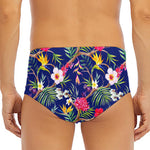 Watercolor Tropical Flower Pattern Print Men's Triangle Swim Briefs
