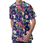 Watercolor Tropical Flower Pattern Print Men's Velvet T-Shirt