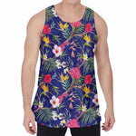 Watercolor Tropical Flower Pattern Print Men's Velvet Tank Top