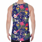 Watercolor Tropical Flower Pattern Print Men's Velvet Tank Top