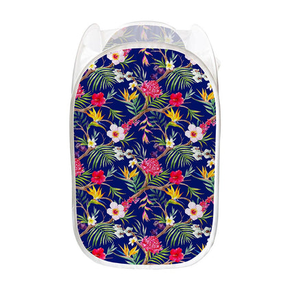 Watercolor Tropical Flower Pattern Print Mesh Laundry Hamper