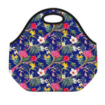 Watercolor Tropical Flower Pattern Print Neoprene Lunch Bag