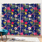 Watercolor Tropical Flower Pattern Print Pencil Pleat Curtains