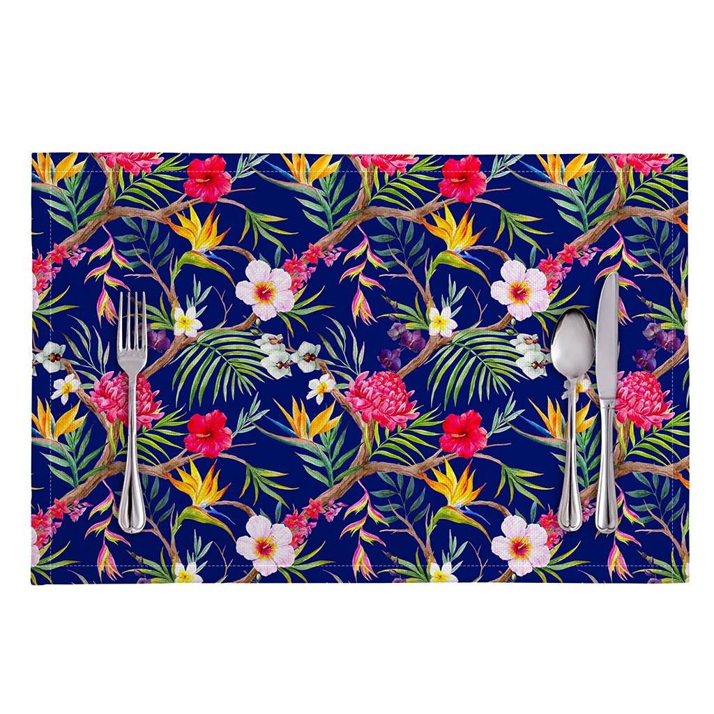Watercolor Tropical Flower Pattern Print Placemat