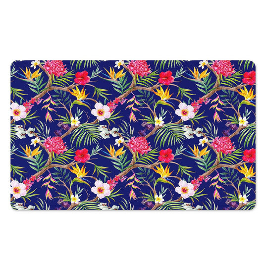 Watercolor Tropical Flower Pattern Print Polyester Doormat