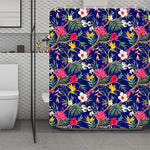 Watercolor Tropical Flower Pattern Print Polyester Shower Curtain