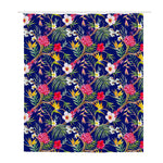 Watercolor Tropical Flower Pattern Print Polyester Shower Curtain