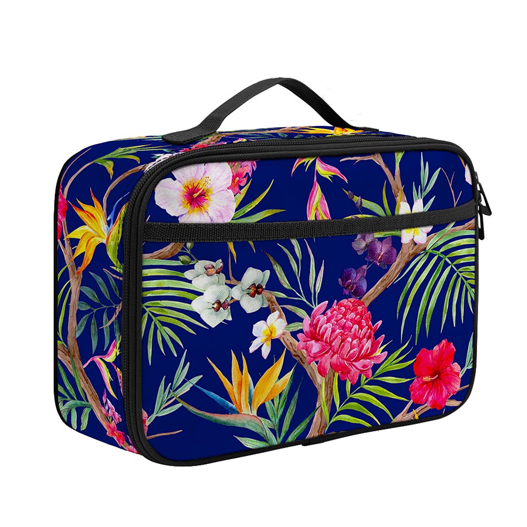 Watercolor Tropical Flower Pattern Print Portable Lunch Bag