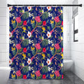 Watercolor Tropical Flower Pattern Print Premium Shower Curtain