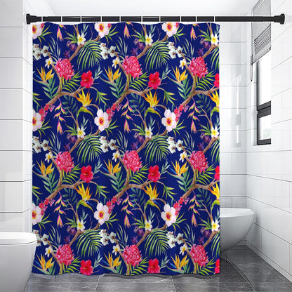 Watercolor Tropical Flower Pattern Print Premium Shower Curtain