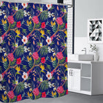 Watercolor Tropical Flower Pattern Print Premium Shower Curtain
