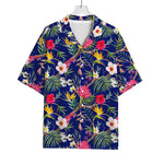 Watercolor Tropical Flower Pattern Print Rayon Hawaiian Shirt