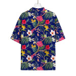 Watercolor Tropical Flower Pattern Print Rayon Hawaiian Shirt