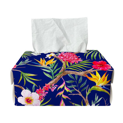 Watercolor Tropical Flower Pattern Print Rectangle Tissue Box Cover