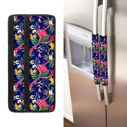 Watercolor Tropical Flower Pattern Print Refrigerator Handle Covers