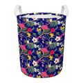 Watercolor Tropical Flower Pattern Print Round Laundry Basket