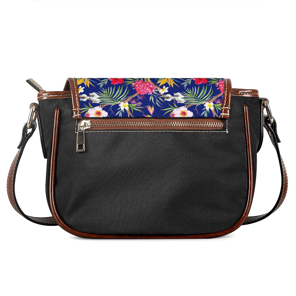 Watercolor Tropical Flower Pattern Print Saddle Bag