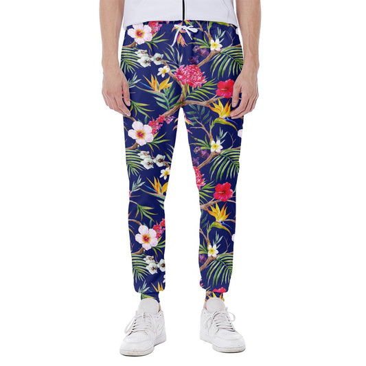 Watercolor Tropical Flower Pattern Print Scuba Joggers