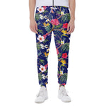 Watercolor Tropical Flower Pattern Print Scuba Joggers