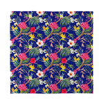 Watercolor Tropical Flower Pattern Print Silk Bandana
