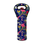 Watercolor Tropical Flower Pattern Print Single Neoprene Wine Tote