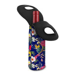 Watercolor Tropical Flower Pattern Print Single Neoprene Wine Tote