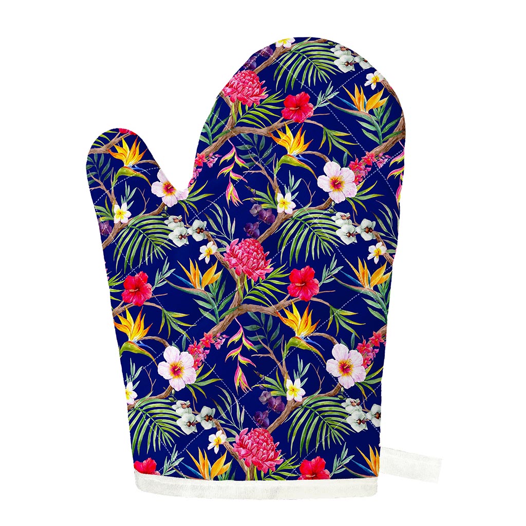 Watercolor Tropical Flower Pattern Print Single Oven Mitt