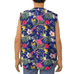 Watercolor Tropical Flower Pattern Print Sleeveless Baseball Jersey