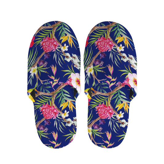 Watercolor Tropical Flower Pattern Print Slippers