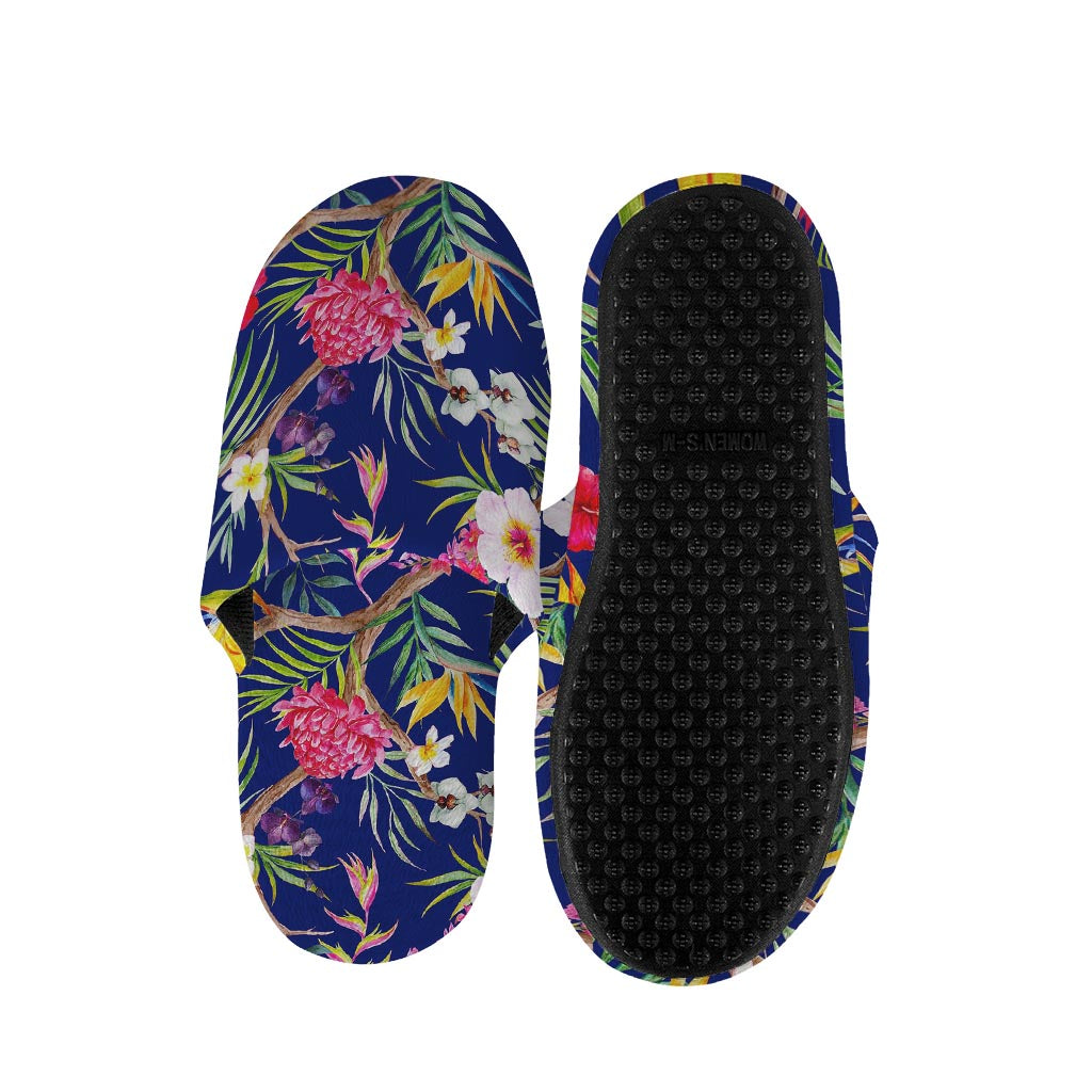 Watercolor Tropical Flower Pattern Print Slippers