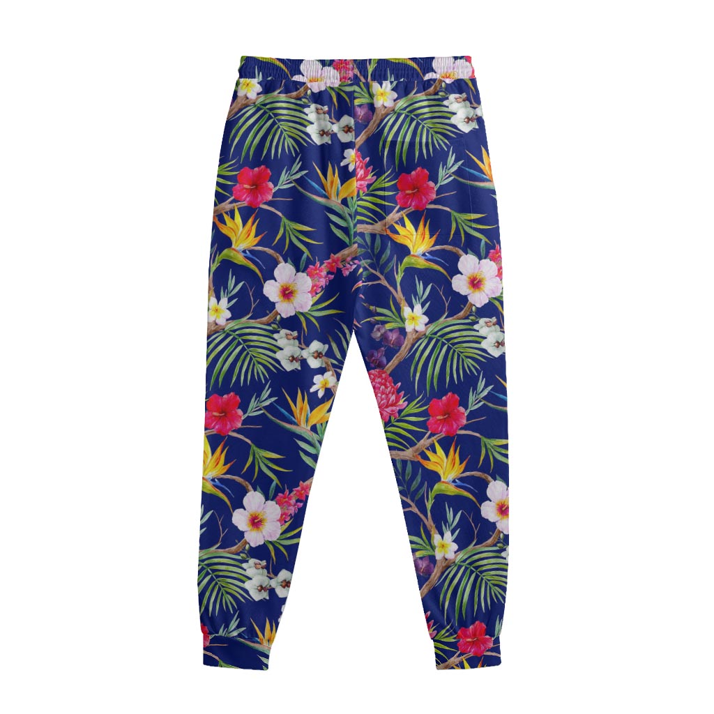 Watercolor Tropical Flower Pattern Print Sweatpants