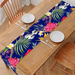 Watercolor Tropical Flower Pattern Print Table Runner