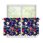Watercolor Tropical Flower Pattern Print Tier Curtains