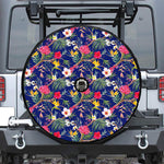 Watercolor Tropical Flower Pattern Print Tire Cover With Camera Hole