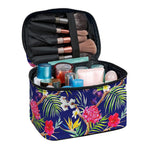 Watercolor Tropical Flower Pattern Print Travel Makeup Bag