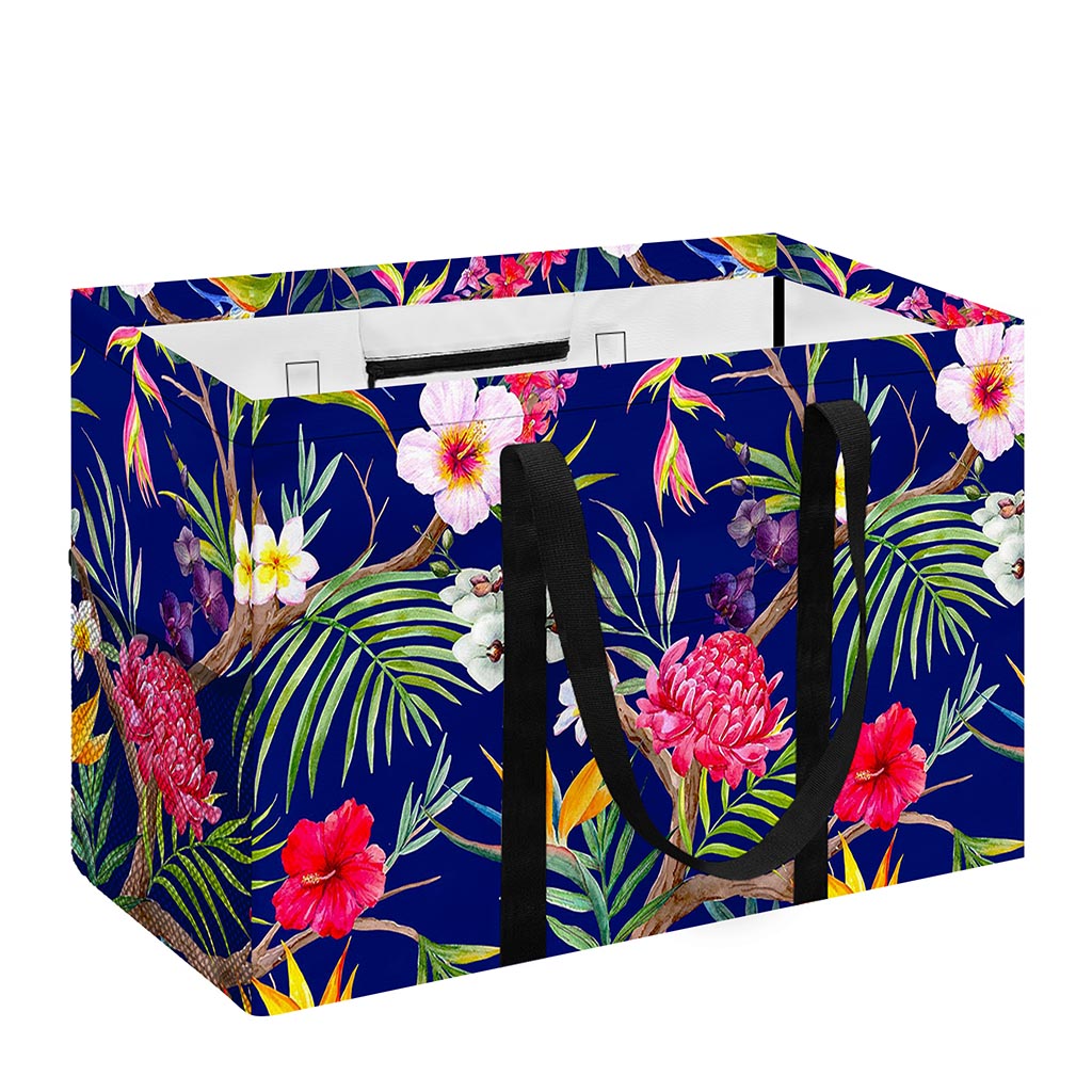 Watercolor Tropical Flower Pattern Print Utility Tote Bag