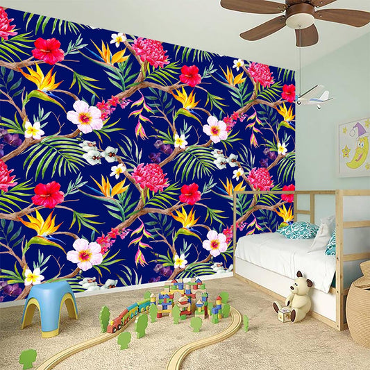 Watercolor Tropical Flower Pattern Print Wall Sticker
