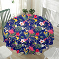 Watercolor Tropical Flower Pattern Print Waterproof Round Tablecloth