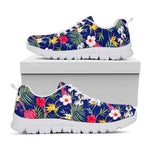 Watercolor Tropical Flower Pattern Print White Running Shoes