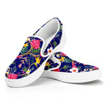 Watercolor Tropical Flower Pattern Print White Slip On Sneakers