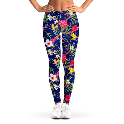 Watercolor Tropical Flower Pattern Print Women's Leggings