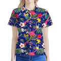 Watercolor Tropical Flower Pattern Print Women's Polo Shirt